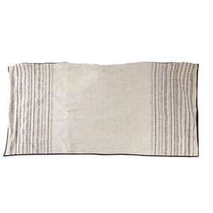 Crate & Barrel Bande Ivory Textured Stripe Linen Cotton Pillow Cover 36x16